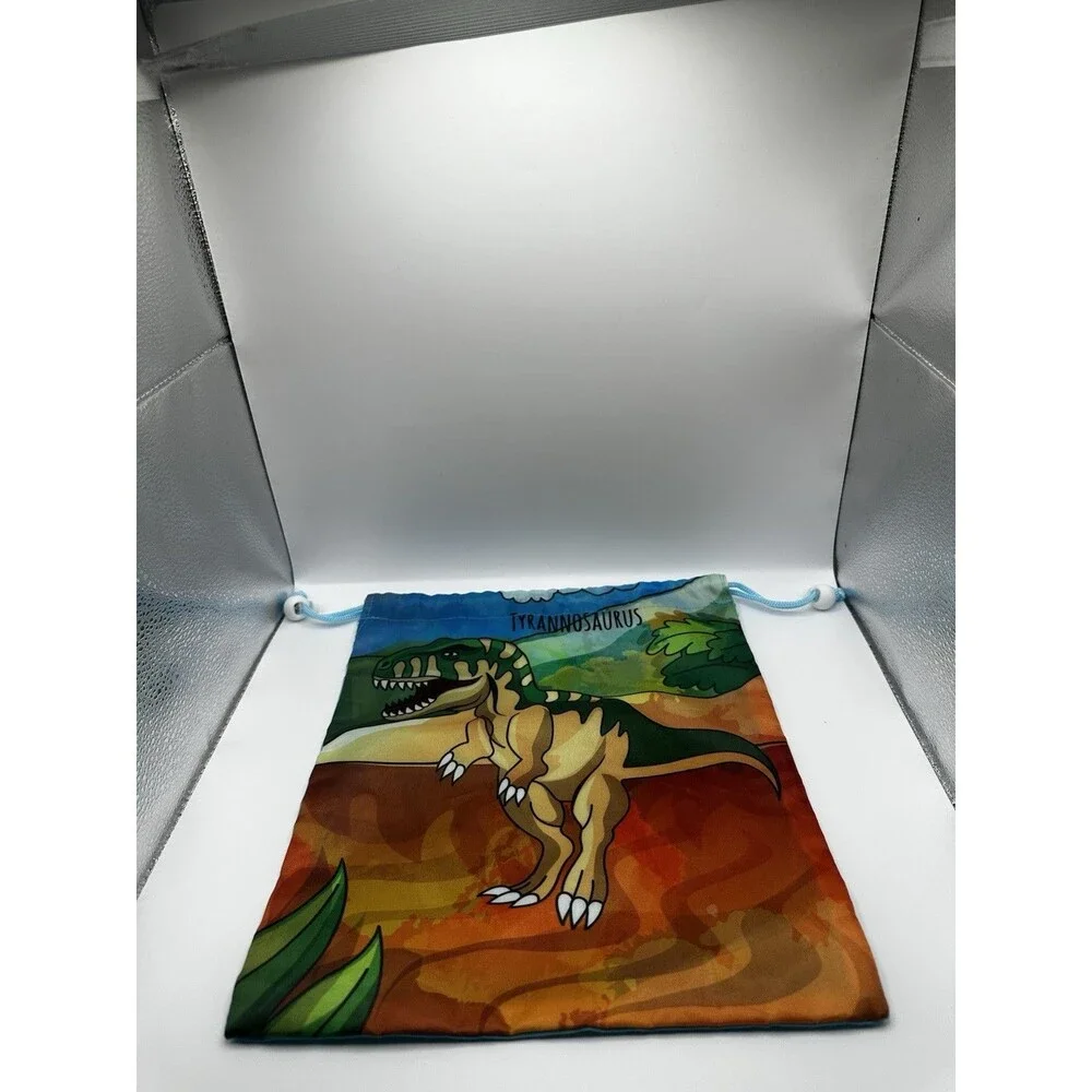 Tyrannosaurus Dinosaur Drawstring Bag – Blue Watercolor T-Rex Design